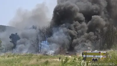 Военный самолёт разбился через шесть минут после взлёта в Южной Корее