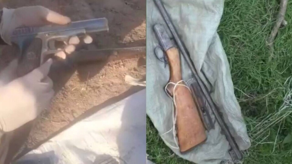 Несколько мешков с оружием и боеприпасами нашли полицейские на улицах Тараза
