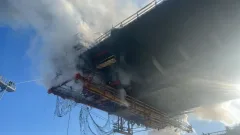 Строящийся мост в Павлодаре загорелся второй раз за сутки