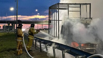 На трассе в Акмолинской области сгорела "Газель"