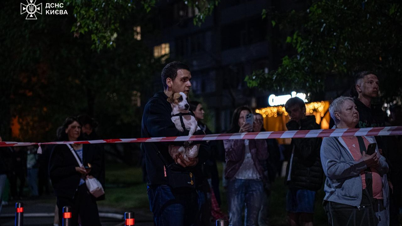 Ночная атака на Киев, фото ДСНС города