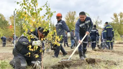 Қазақмыс жұмыскерлердің бастамасына қолдау көрсетті: Қарағайлыда 400 түп ағаш отырғызылды