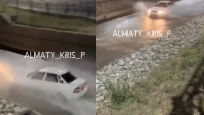 Полиция Алматы ищет водителя, проехавшегося по реке Есентай