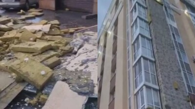 Фасад ЖК обрушился во время ливня в Астане: восстанавливать облицовку будет застройщик