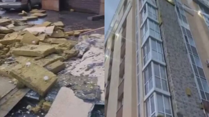 Фасад ЖК обрушился во время ливня в Астане: восстанавливать облицовку будет застройщик