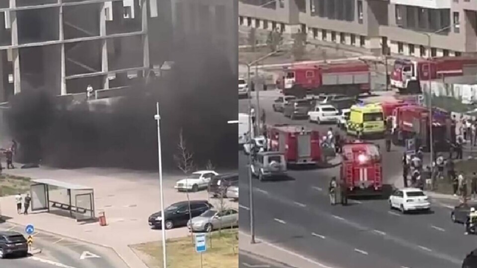 Машина загорелась в паркинге ЖК "Кристалл" в Астане
