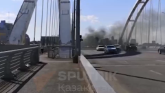 Пожар на мосту "Архар" сняли на видео в Нур-Султане