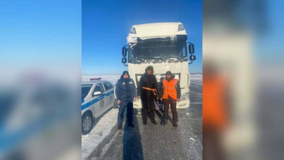 Опрокинувшуюся в кювет иностранную фуру пять дней не могли вытащить в Костанайской области