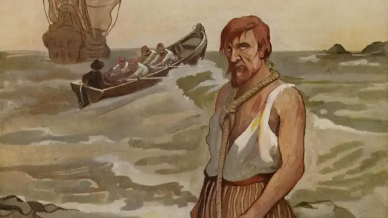 Лендерт Хазенбос на акварельной иллюстрации Хугендурна / Иллюстрация Brugmans/Zeemansleven