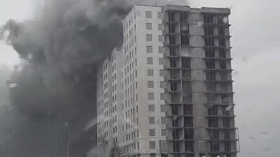 В строящемся жилом комплексе в Шымкенте произошёл пожар