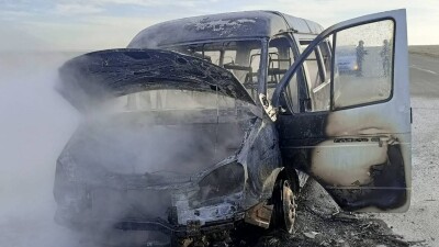 Загорелась "ГАЗель", которая везла детей на соревнования в Костанайской области