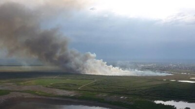 Пожарные показали на видео огромный столб дыма от горящего сухостоя в Нур-Султане