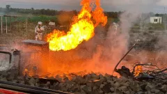 Газовоз вспыхнул в СКО, восемь человек пострадали