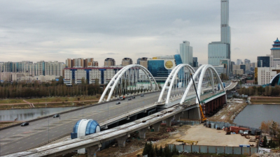 Строительство вантового моста LRT через реку Есиль завершили в Астане