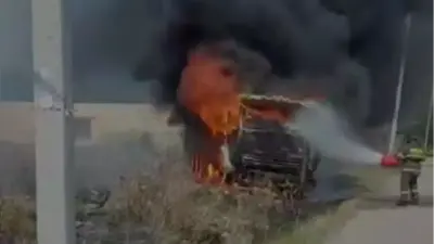 Грузовик загорелся вместе со сухостоем в Актобе