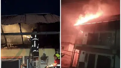 Двухэтажное здание загорелось в Алматы