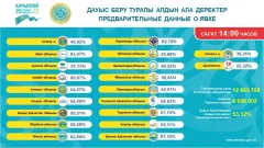 Сағат 14.00-дегі жағдай: халықтың 53,12 пайызы дауыс берді