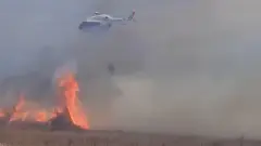 Крупный пожар тушат с помощью вертолета в Жетысуской области
