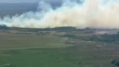 Крупный лесной пожар тушат с помощью вертолётов в Акмолинской области
