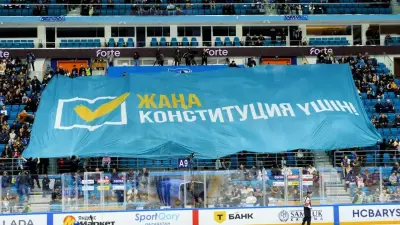 Необычную акцию в поддержку конституционных реформ провели во время матча столичного хоккейного клуба "Барыс"