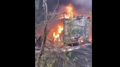 Пожарная машина из Караганды сгорела в Абайской области