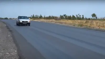 Дорога пошла волнами после свежего ремонта в Туркестанской области