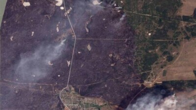 Как выглядит пожар в Костанайской области из космоса