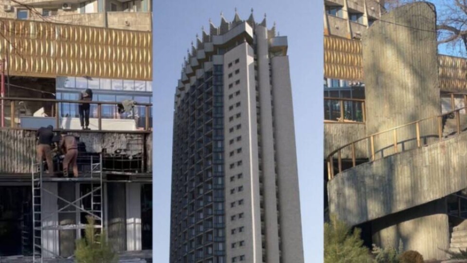 С гостиницы "Казахстан" в Алматы снимают обшивку. Что там происходит?