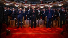 Вечер дружбы посетили прибывшие в Астану Мирзиёев, Жапаров, Рахмон и Алиев