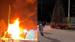 Новогодняя ёлка сгорела на главной площади в селе на севере Казахстана
