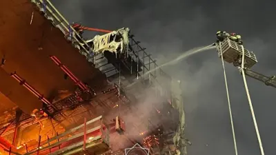 Строящийся мост вновь полыхал в Павлодаре