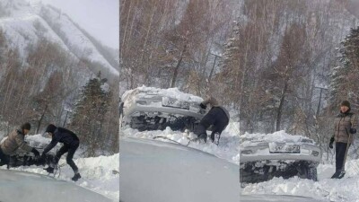 В ВКО лавина сошла на автомобиль с людьми