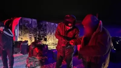 Автобус перевернулся на трассе в Павлодарской области, один человек погиб, шестеро пострадали