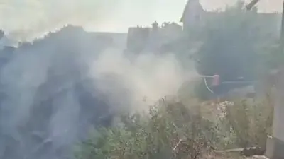 Пожар в овраге подошёл вплотную к частным домам в Алатауском районе Алматы