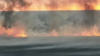 Атырау окутал густой дым: вторые сутки горит камыш на побережье Каспийского моря