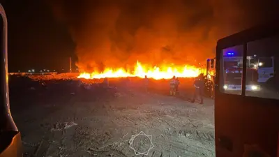 Пожар на мусорном полигоне тушат у шоссе Алаш в Астане