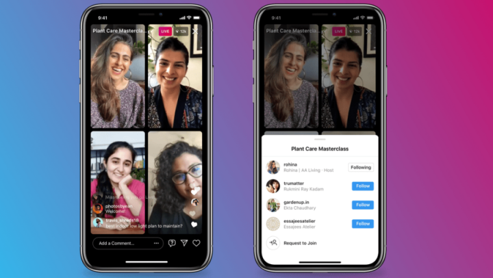Instagram вводит функцию Live Rooms. В прямых трансляциях могут участвовать до четырёх человек