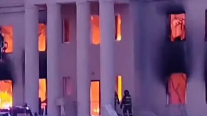 Здание акимата горело в Костанайской области