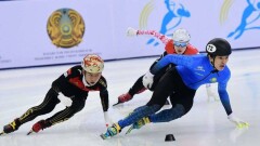 Казахстанский шорт-трекист Абзал Ажгалиев выиграл бронзовую медаль на этапе Кубка мира