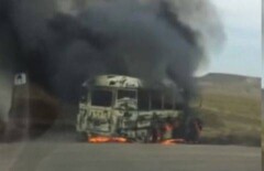 Пассажирский автобус нефтяников сгорел в Мангистау