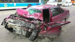 "Байга" двух автобусов стала причиной серьёзного ДТП в Алматы