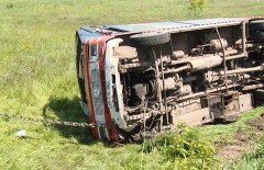 В Караганде перевернулся маршрутный автобус