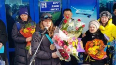 Призёра Олимпиады Юлию Галышеву встретили в аэропорту Усть-Каменогорска