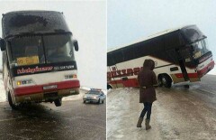 Из-за гололёда сошёл с трассы пассажирский автобус, следовавший из Самары в Актобе