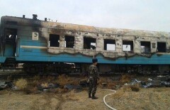Вагон поезда "Атырау-Алматы" сгорел практически полностью