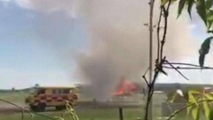 В Урджаре после приземления загорелся самолёт, пострадавших нет