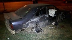 Автомобилю BMW оторвало колёса во время аварии в Алматы