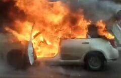 Возле ДВД Костанайской области сгорела LADA Priora