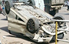 В Костанае перевернулся автомобиль