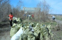 Двести мешков мусора за два часа собрали активисты на набережной Иртыша в Семее
